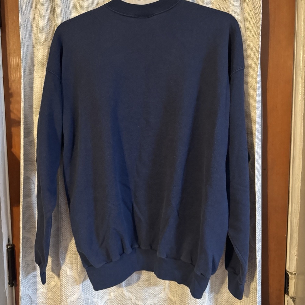 Vintage Womens Size XL Christmas Embroidered Sweatshirt Blue Cottagecore Grandma - Picture 5 of 5